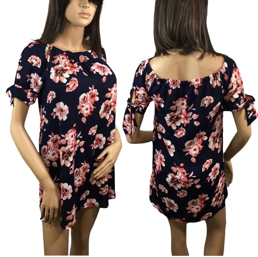 Haute Monde Floral Summer Poly Shift Dress S